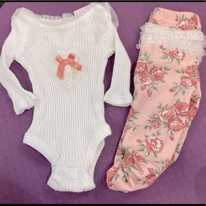 Lace floral bootie ruffle butt matching outfit